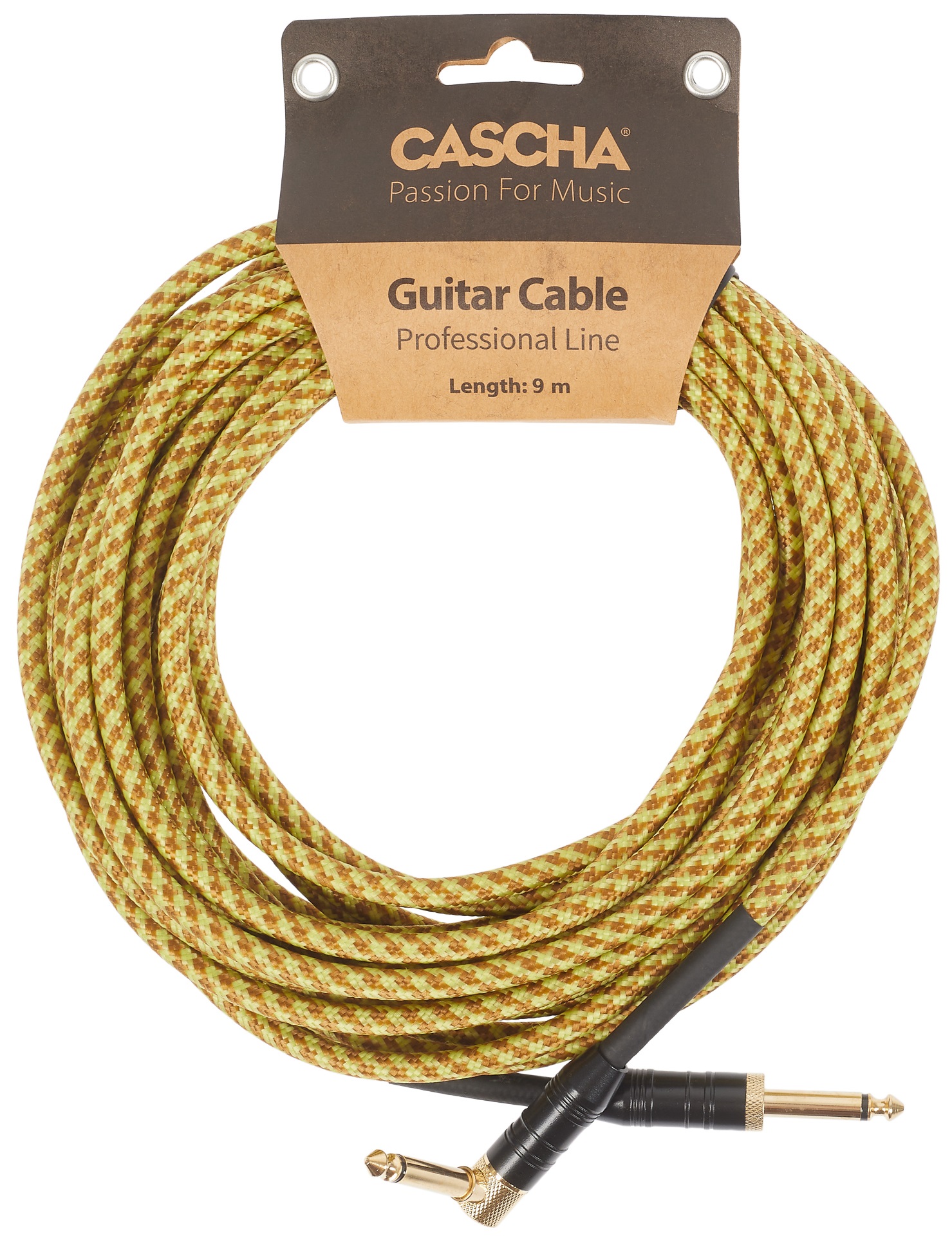 Fotografie Cascha Professional Line Guitar Cable, Angled, Tweed Natural, 9 m