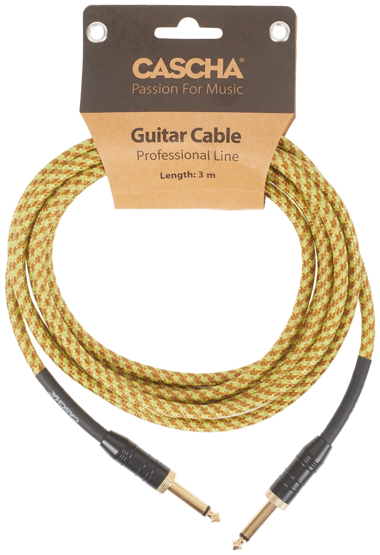 Fotografie Cascha Professional Line Guitar Cable, Straight, Tweed Natural, 3 m