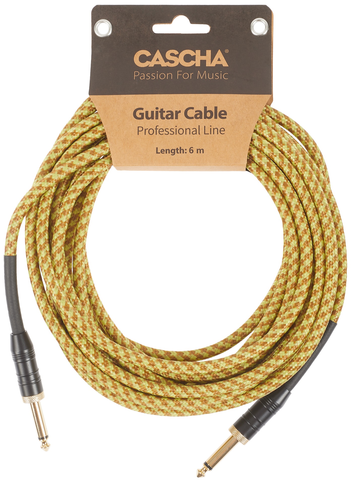 Fotografie Cascha Professional Line Guitar Cable, Straight, Tweed Natural, 6 m