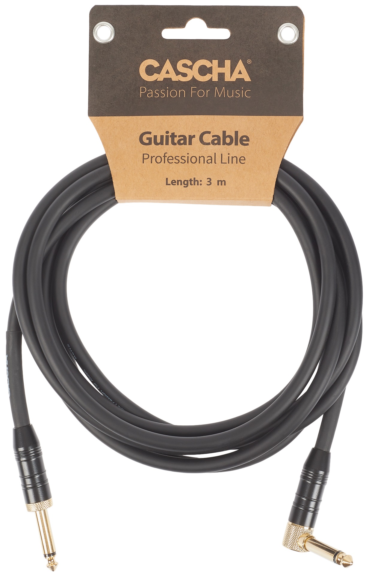 Fotografie Cascha Professional Line Guitar Cable, Angled, Black, 3 m