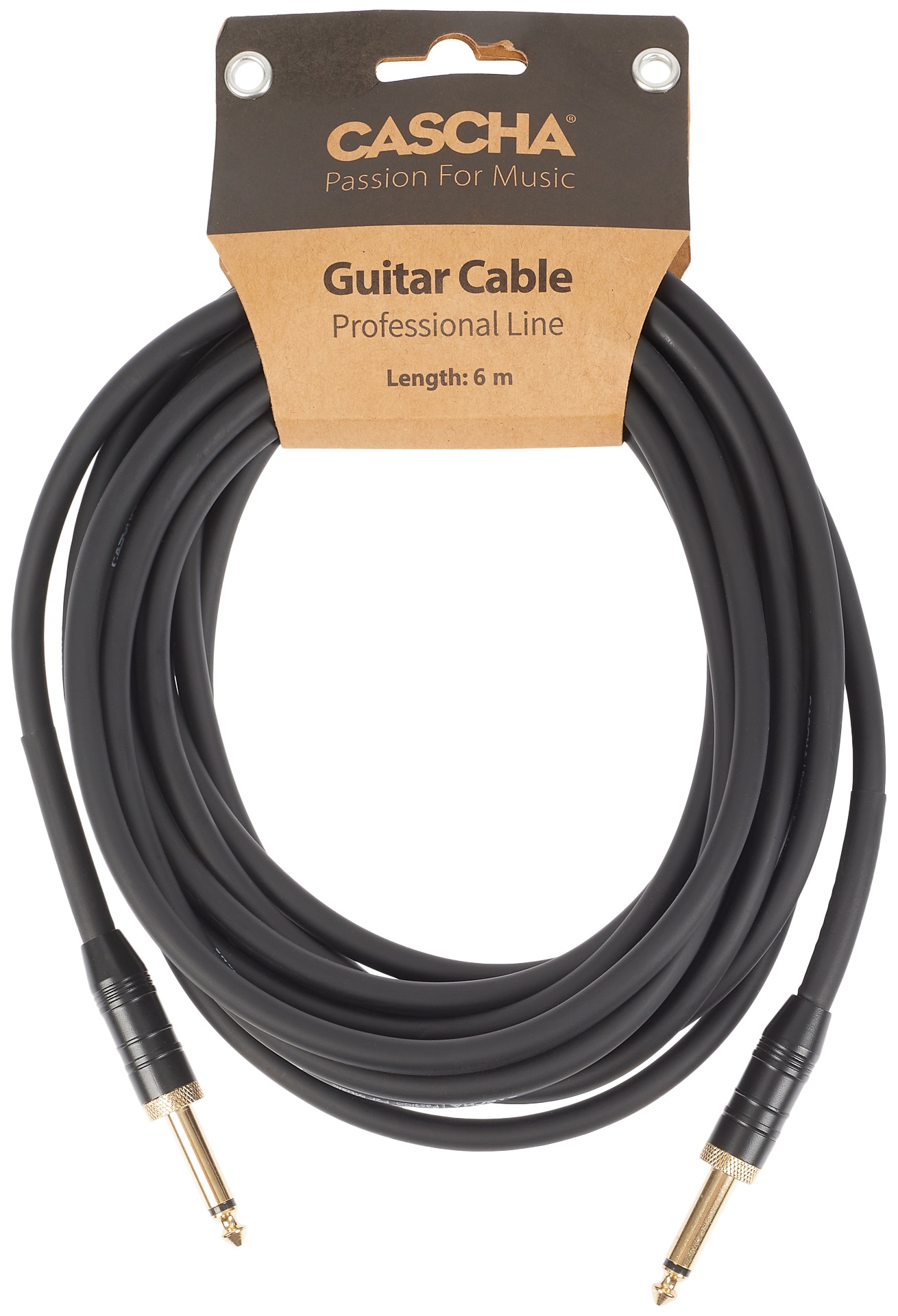 Fotografie Cascha Professional Line Guitar Cable, Straight, Black, 6 m