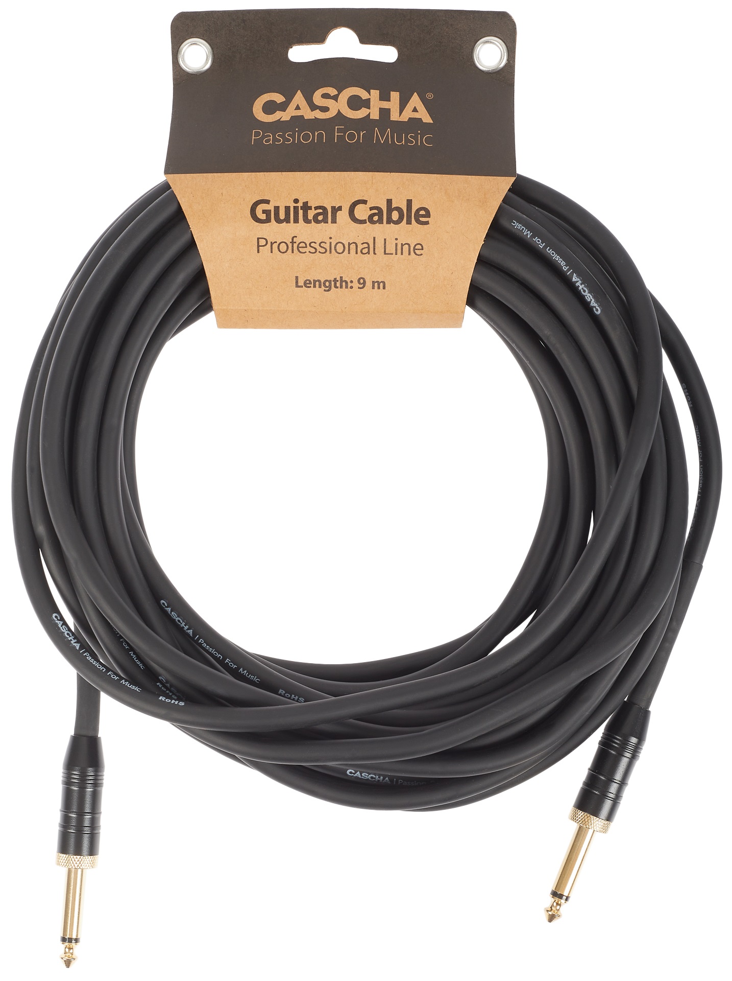 Fotografie Cascha Professional Line Guitar Cable, Straight, Black, 9 m