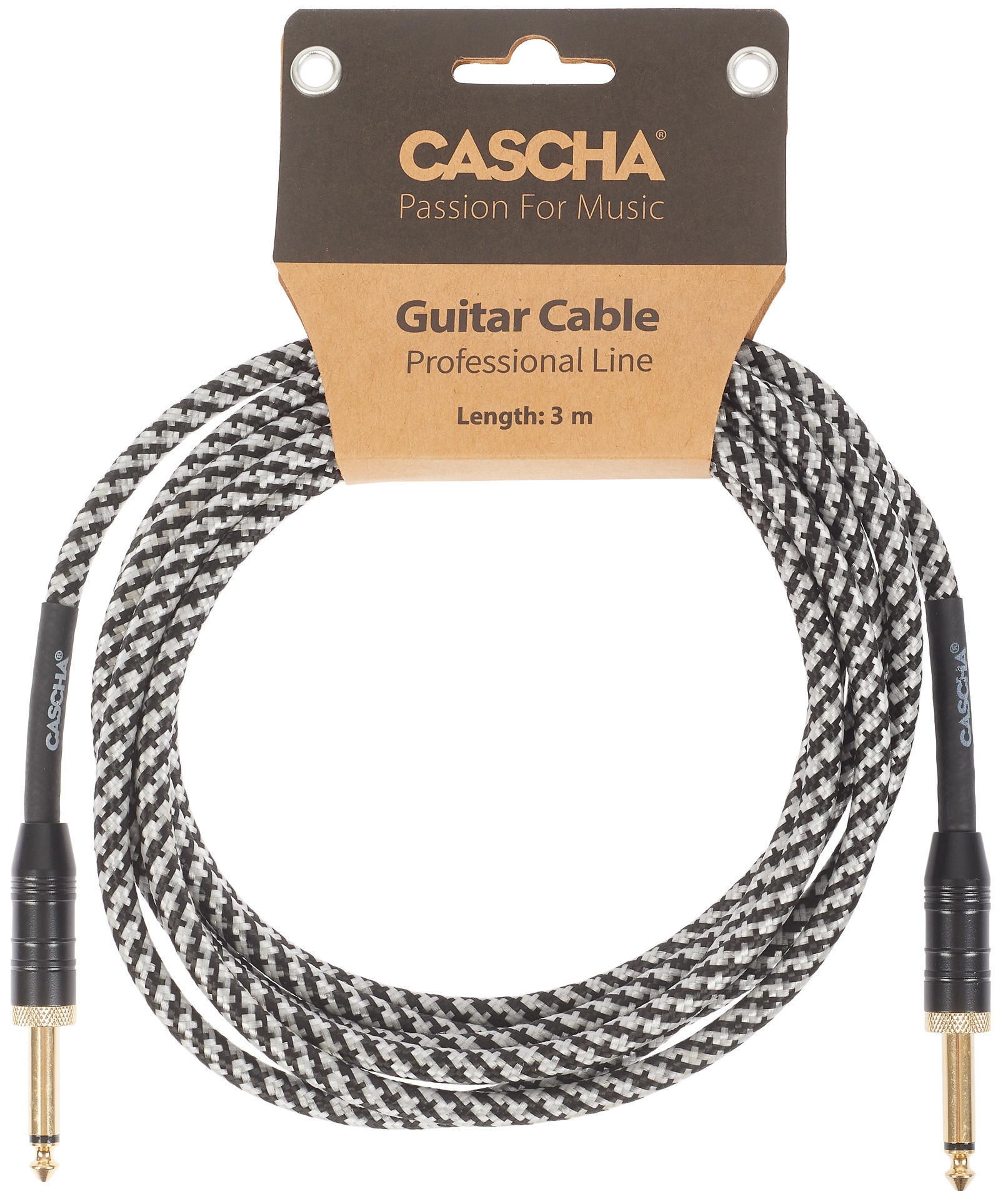 Fotografie Cascha Professional Line Guitar Cable, Straight, Tweed Black, 3 m