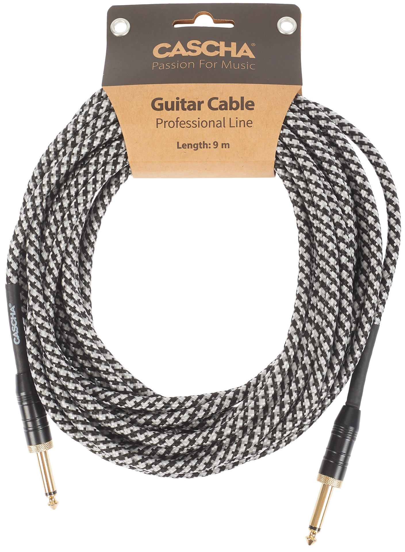 Fotografie Cascha Professional Line Guitar Cable, Straight, Tweed Black, 9 m