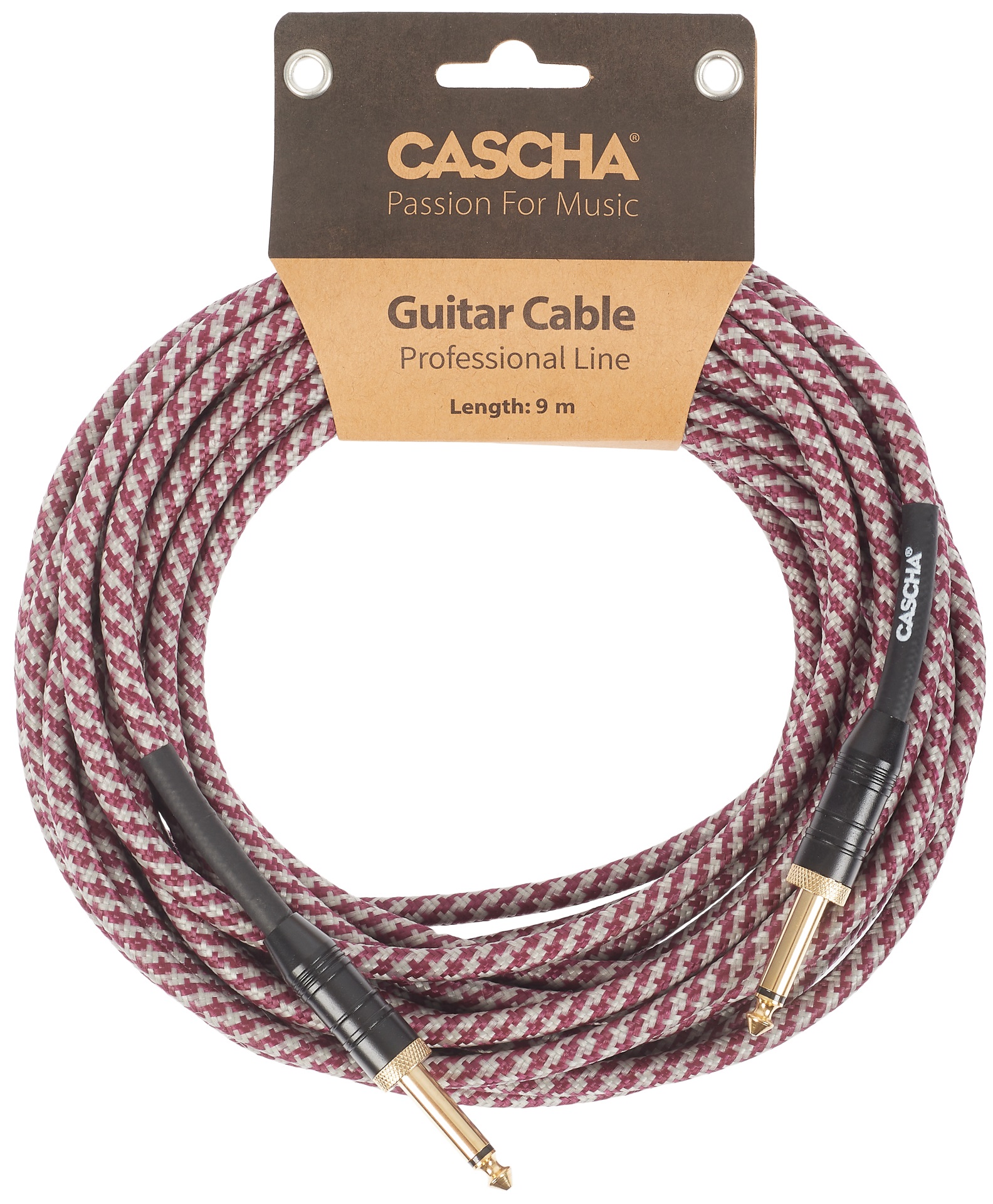 Fotografie Cascha Professional Line Guitar Cable, Straight, Tweed Red, 9 m