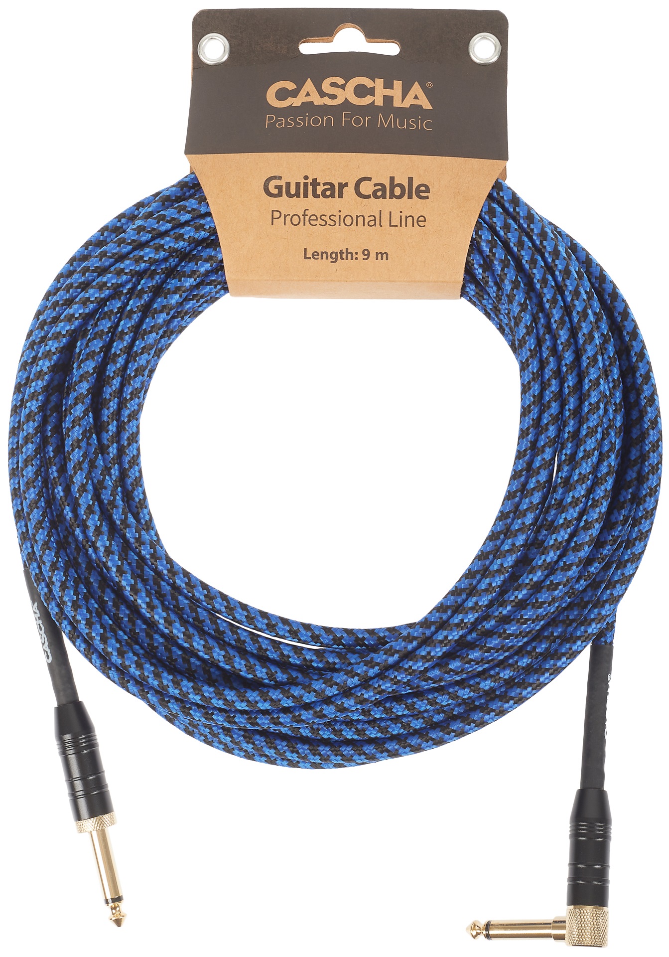 Fotografie Cascha Professional Line Guitar Cable, Angled, Tweed Blue, 9 m