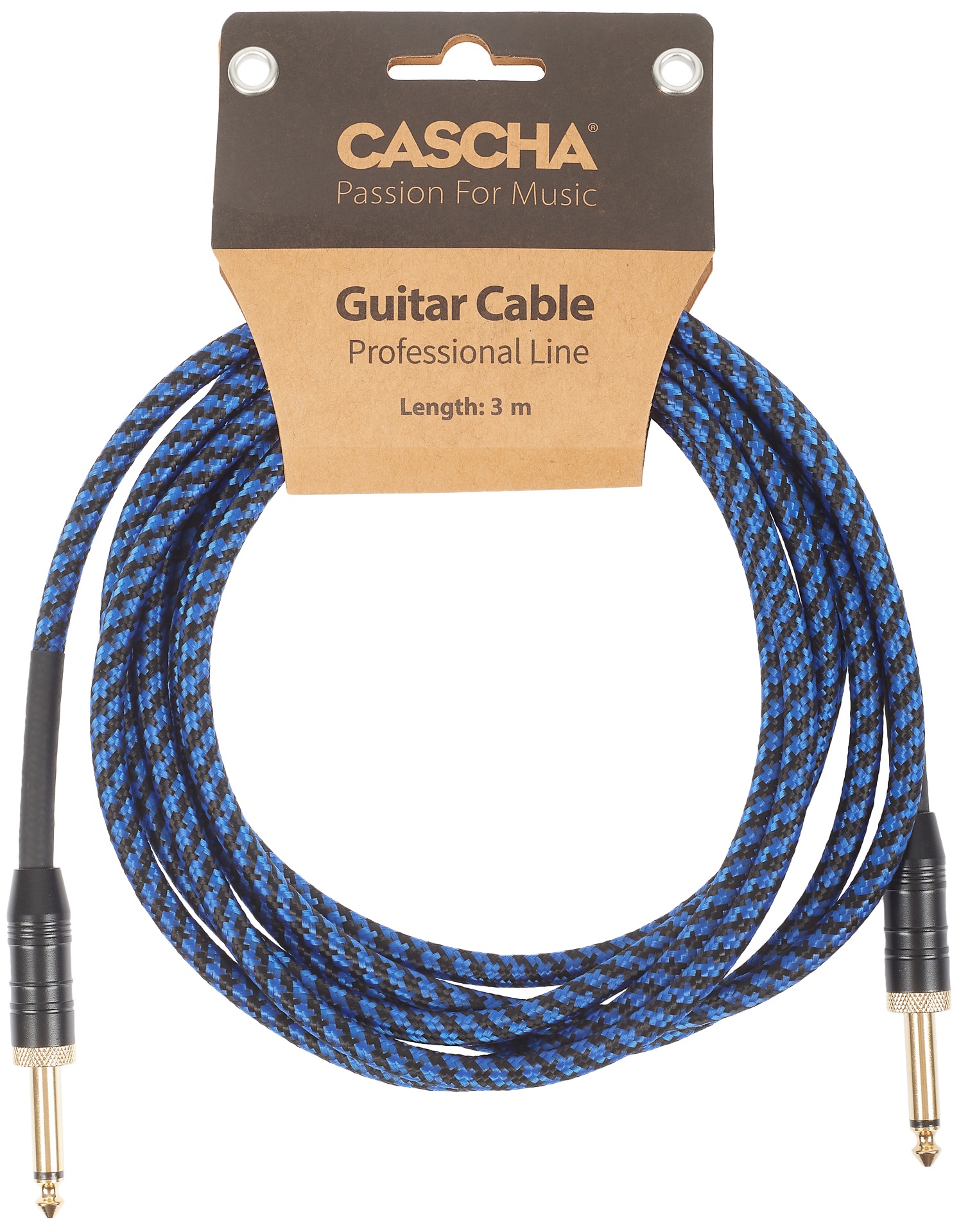 Fotografie Cascha Professional Line Guitar Cable, Straight, Tweed Blue, 3 m