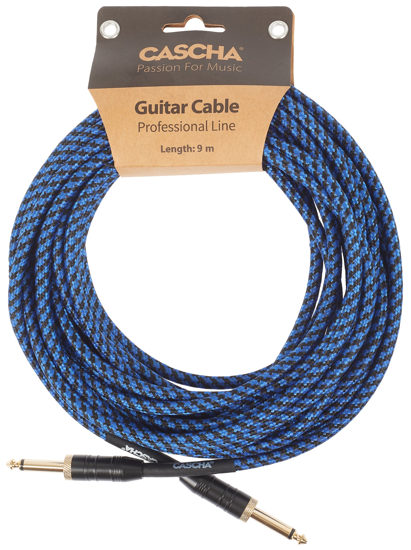 Fotografie Cascha Professional Line Guitar Cable, Straight, Tweed Blue, 9 m