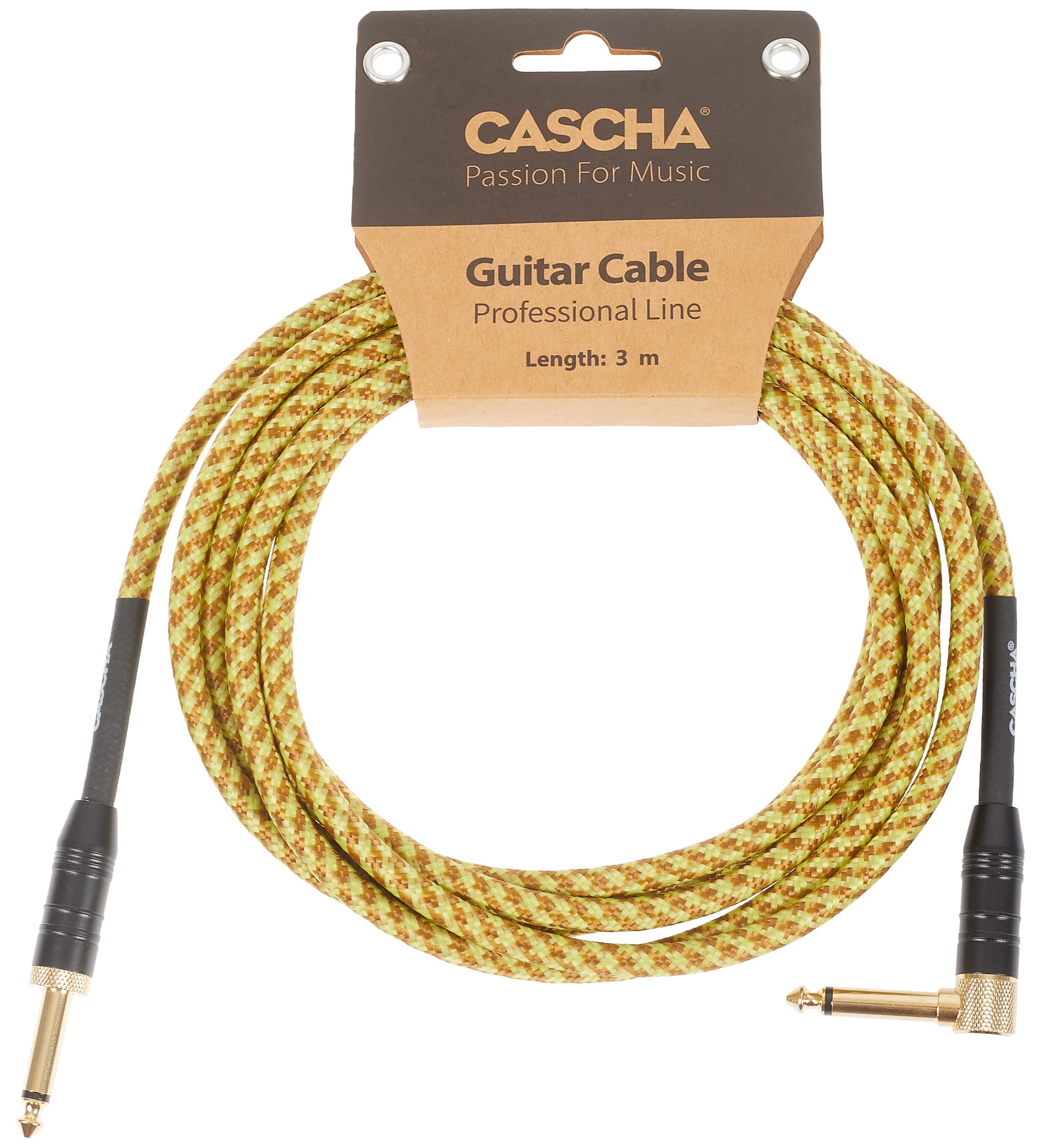 Fotografie Cascha Professional Line Guitar Cable, Angled, Tweed Natural, 3 m