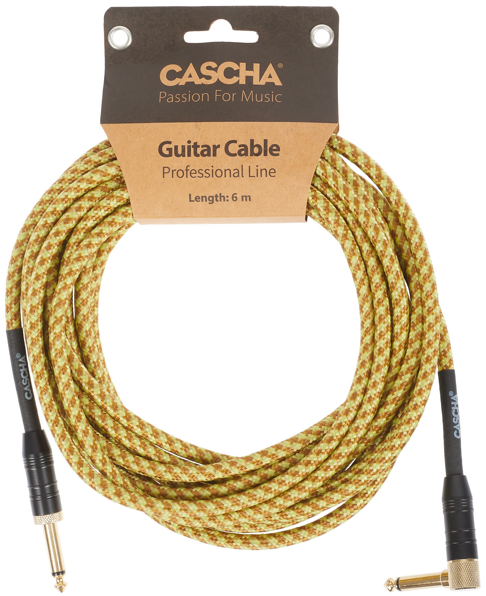 Fotografie Cascha Professional Line Guitar Cable, Angled, Tweed Natural, 6 m