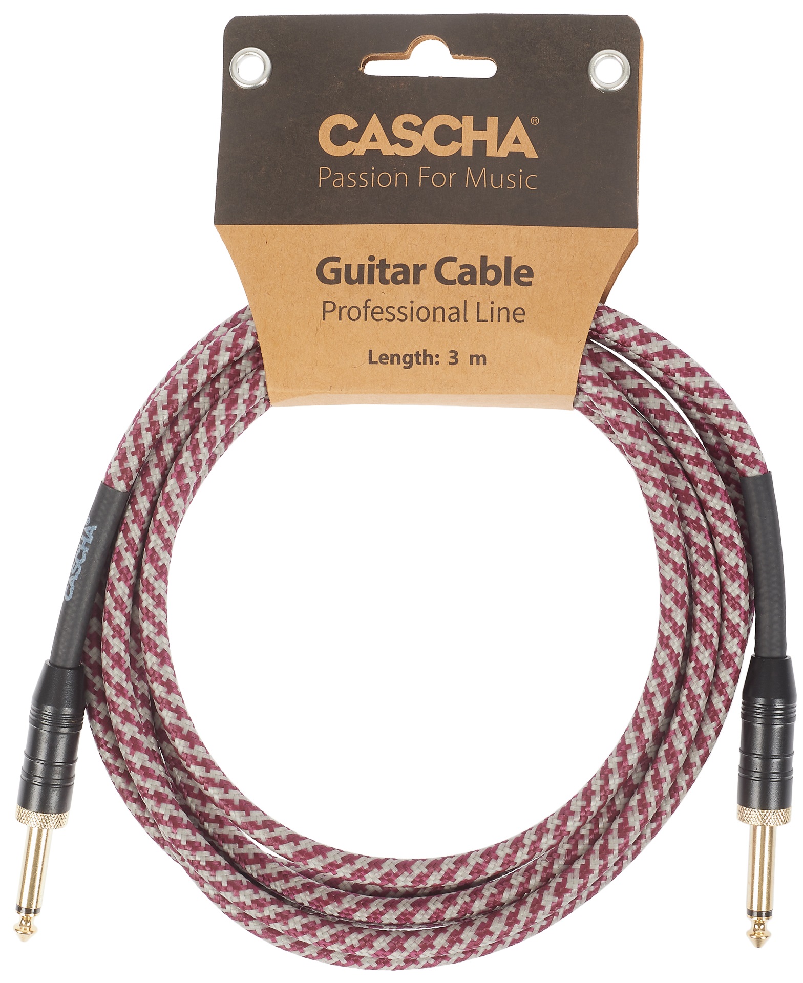 Fotografie Cascha Professional Line Guitar Cable, Straight, Tweed Red, 3 m