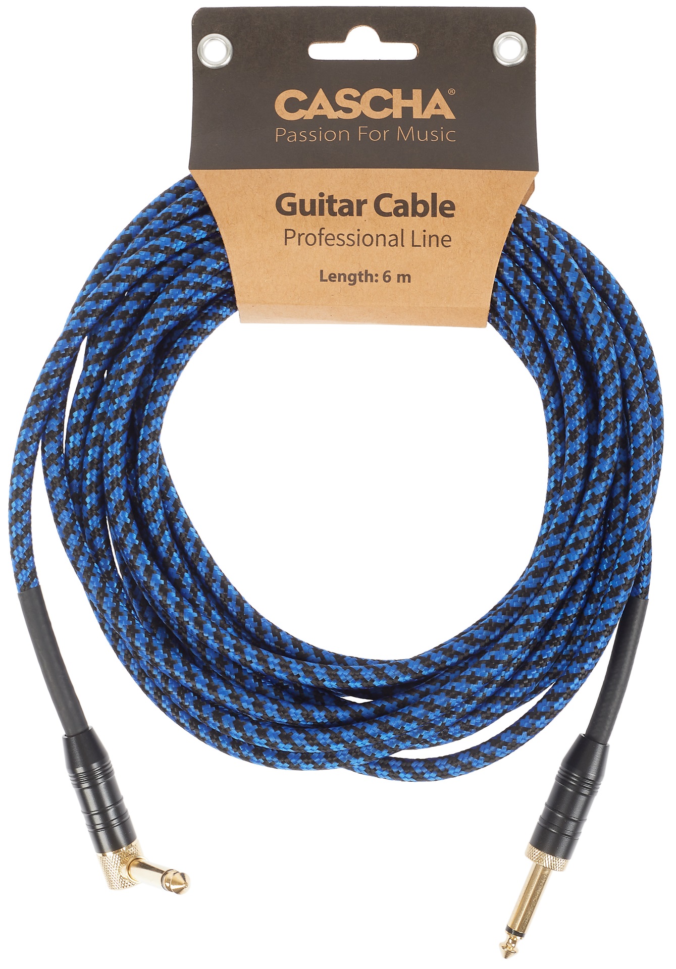 Fotografie Cascha Professional Line Guitar Cable, Angled, Tweed Blue, 6 m