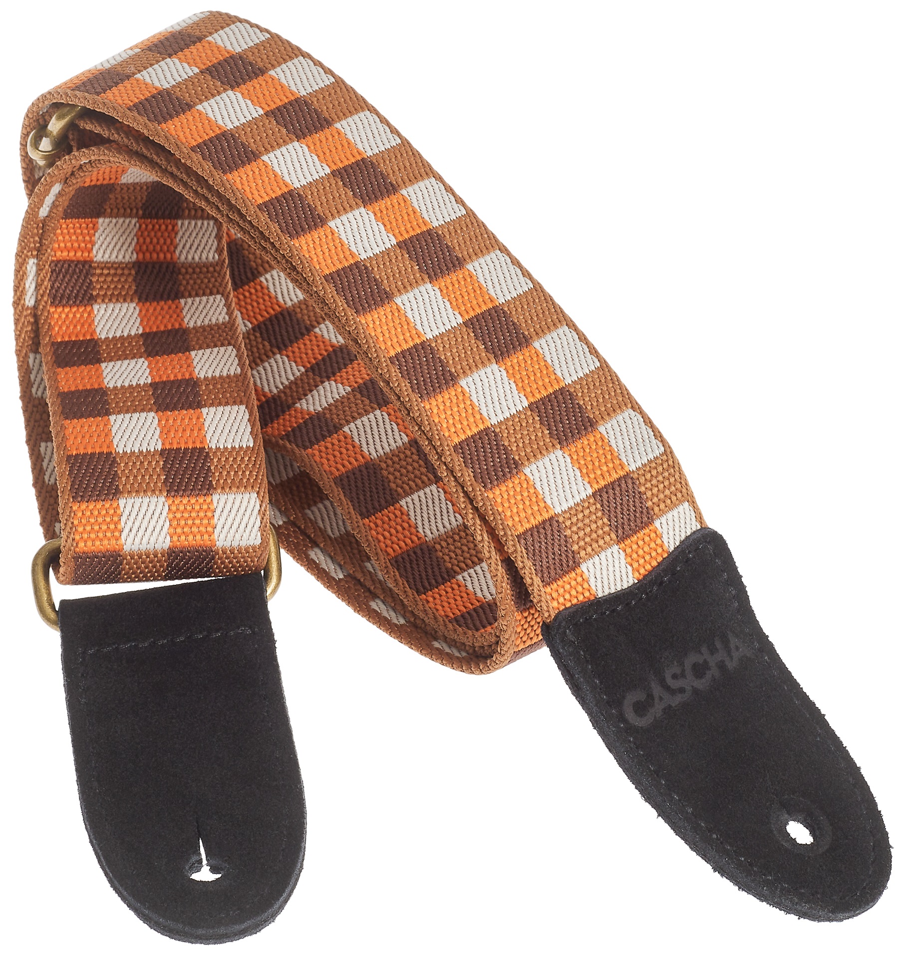 Fotografie Cascha CUS-JW4 Ukulele Strap Jacquard - Checkered Orange