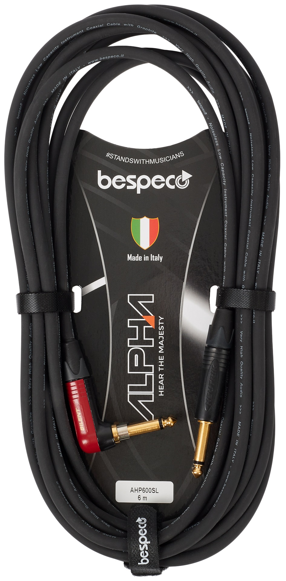 Fotografie Bespeco Alpha Instrument Cable Silent Neutrik Angled 6 m