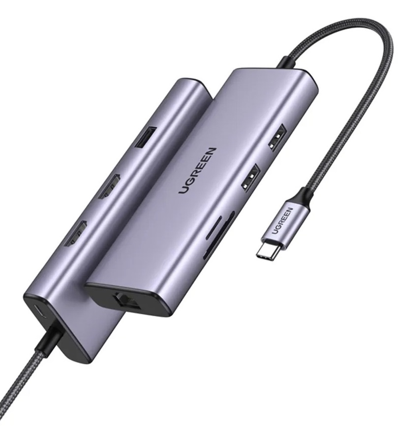 Ugreen 90119 Replikátor portů USB-C/2*USB3.0+USB2.0+2*HDMI+RJ45 Gigabi