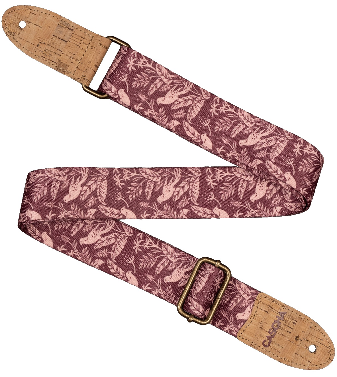 Fotografie Cascha CUS-VC1 Ukulele Strap Vegan Cork - Mauve Birds