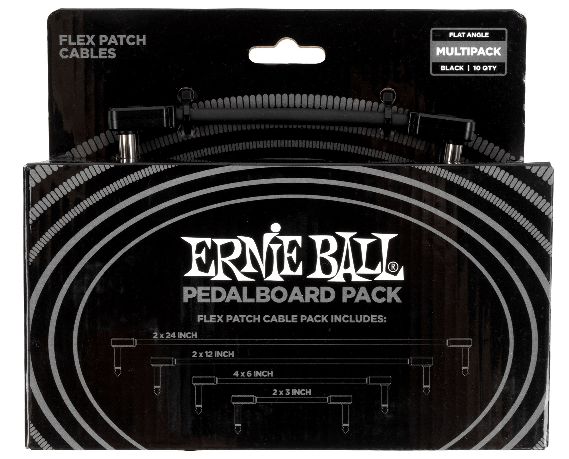Ernie Ball Flex Patch Cables Pedalboard Multi-Pack Black