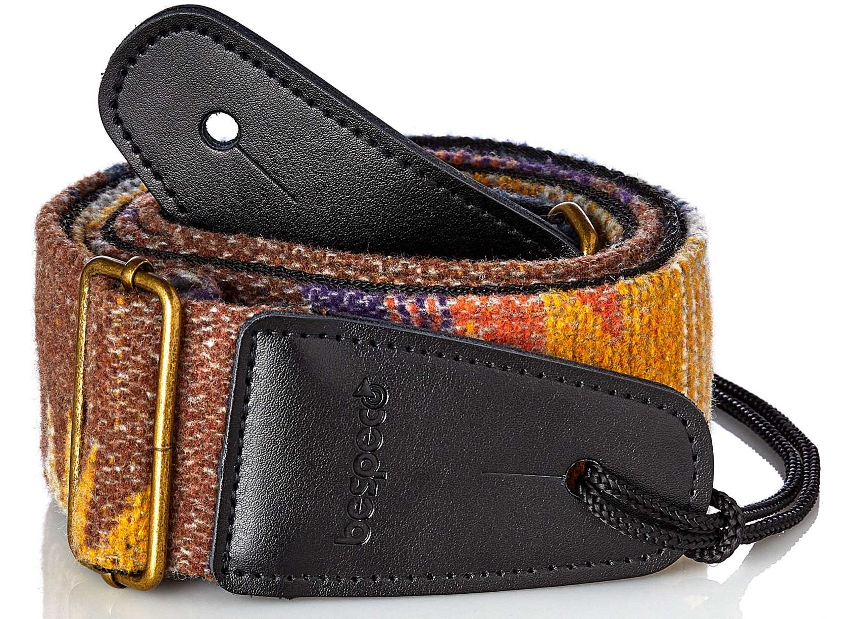 Fotografie Bespeco Vintage-style Strap Yellow Pattern Wool/Polyester Metal Buckle