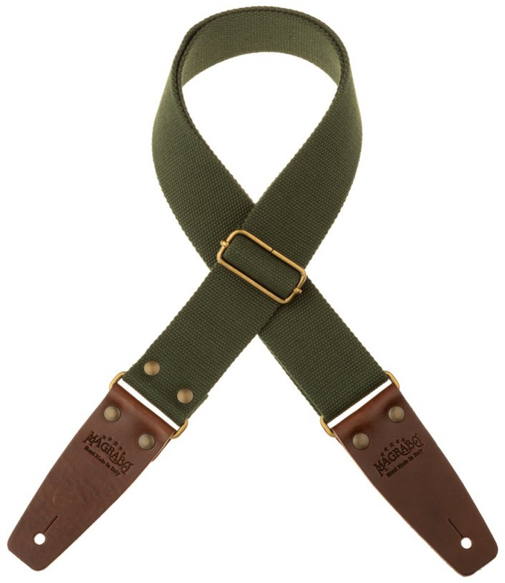 Fotografie Magrabò Stripe SC Entry Dark Green 5 cm, terminals Brown, Brass Buckle