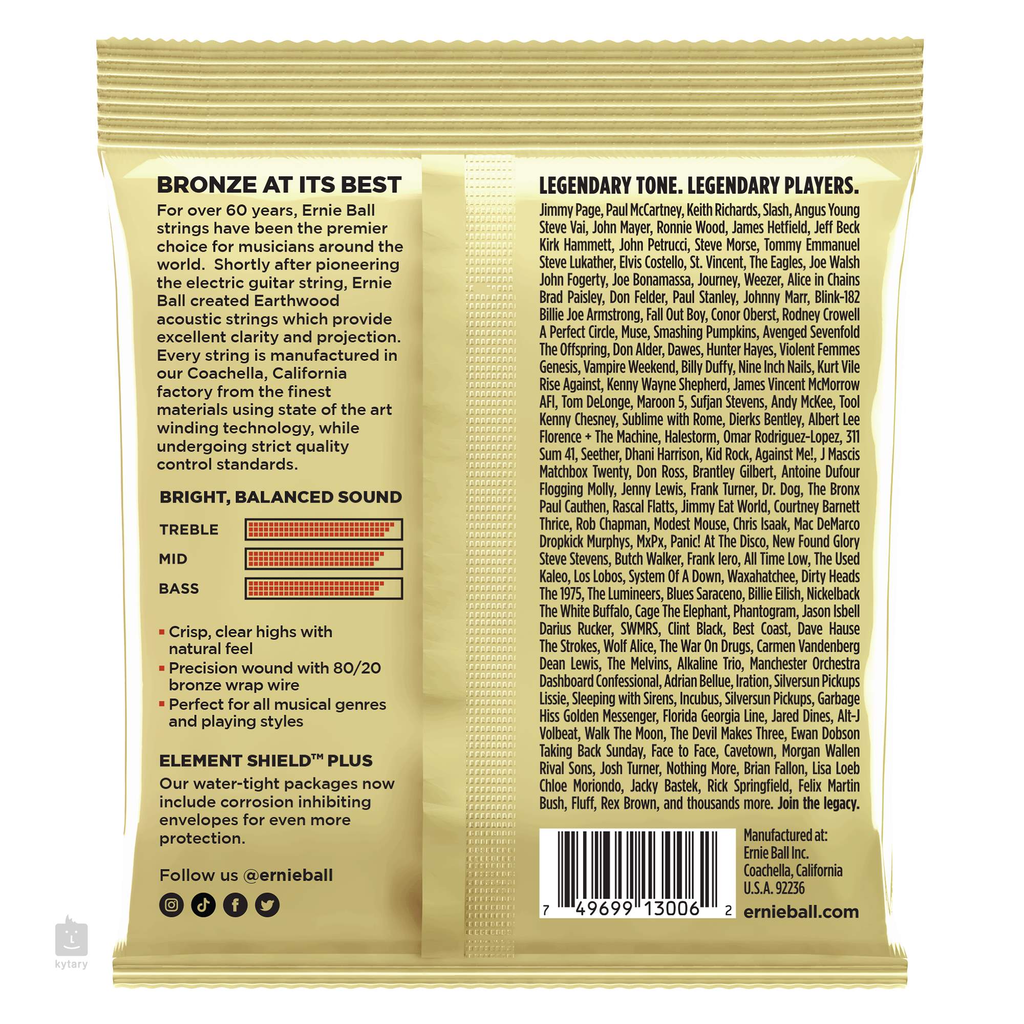 ERNIE BALL Earthwood Extra Light 80/20 Bronze 3-Pack Kovové struny pro ...