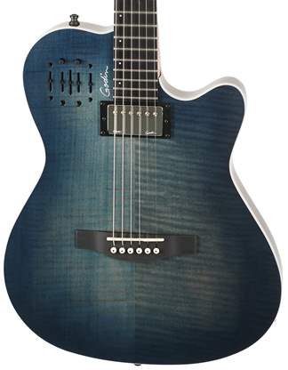 GODIN A 6 ULTRA Denim Blue Flame Elektroakustische Hybridgitarre 