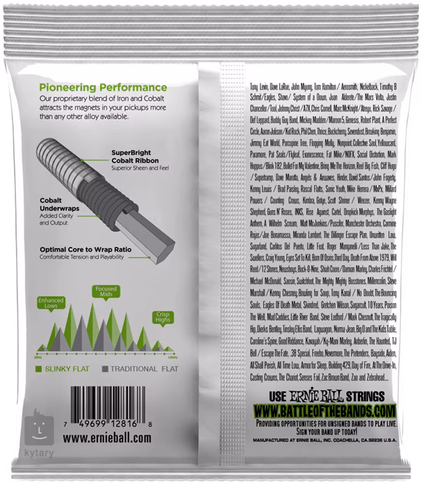 Ernie Ball 2816 Regular Slinky Cobalt Flatwound 5-String Electric Bass 45-130 - Saiten für fünfsaitigen Bass