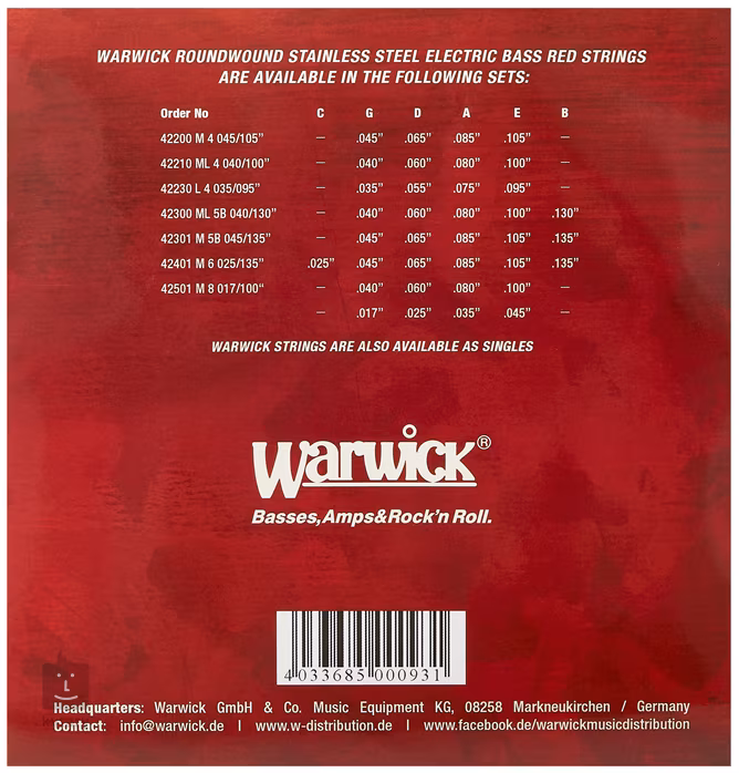 Warwick 42230 L - Basssaiten