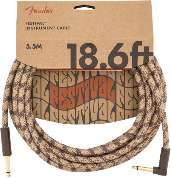 Fender Festival Instrument Cable 18.6' Pure Hemp Brown Stripe - Instrumentenkabel