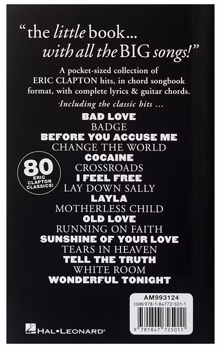 MS The Little Black Songbook: Eric Clapton - Songbuch