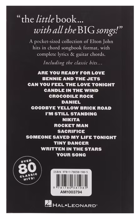 MS The Little Black Songbook: Elton John - Songbuch