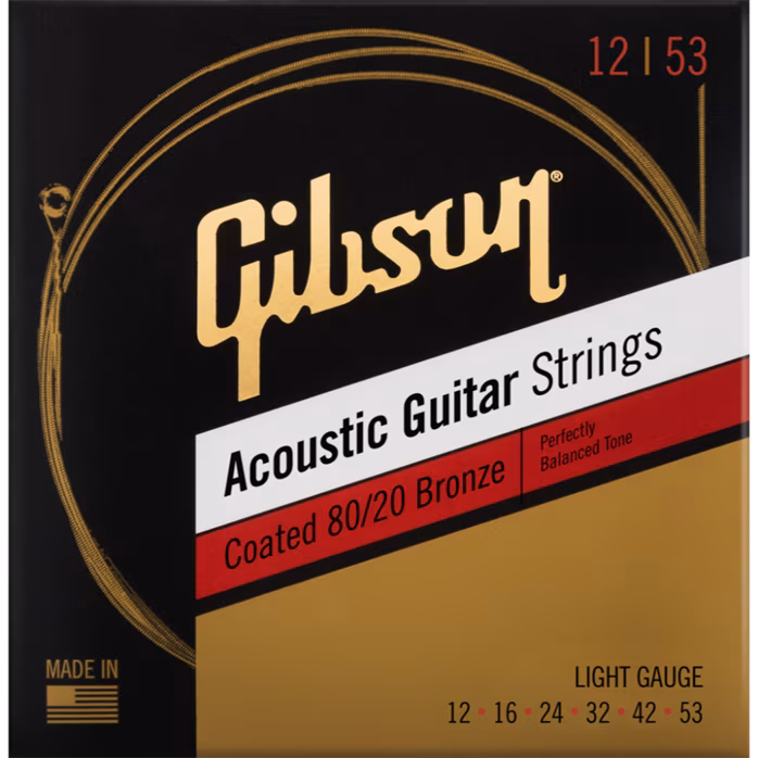 Gibson Coated 80/20 Bronze Acoustic Guitar Strings Light - Stahlseiten für akustische Gitarre