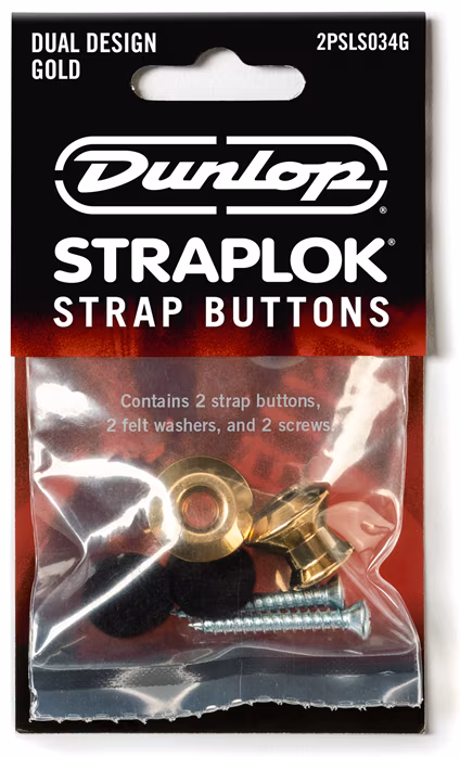 Dunlop Straplok Dual Design Strap Button Set - Gold - Schraube für Gurt