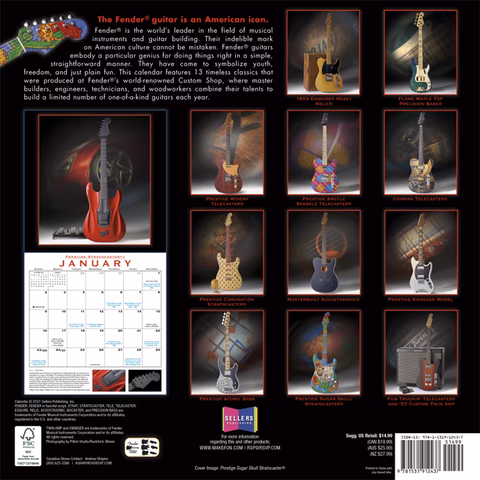 Fender 2022 Custom Shop Calendar - Geschenkartikel