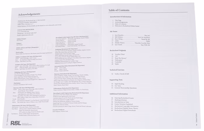 MS Rockschool Guitar Debut (2018) - Gitarrennoten