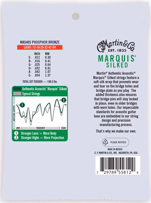 Martin Authentic Marquis 92/8 Phosphor Bronze Light - Stahlseiten für akustische Gitarre