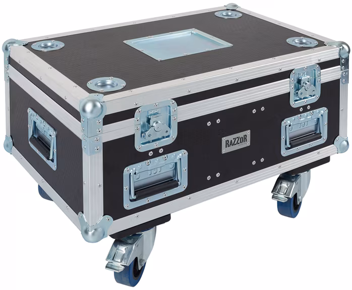 Razzor Cases 4x Stairville Wild Wash Pro 648 + accessory compartment, with 100mm wheels - Flight Case für Beleuchtung