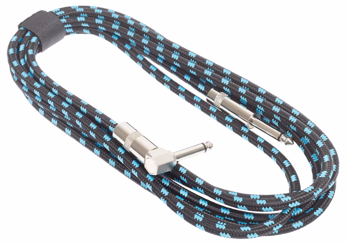 Amumu Woven Instrument Cable Blue Angled 3 m - Instrumentenkabel