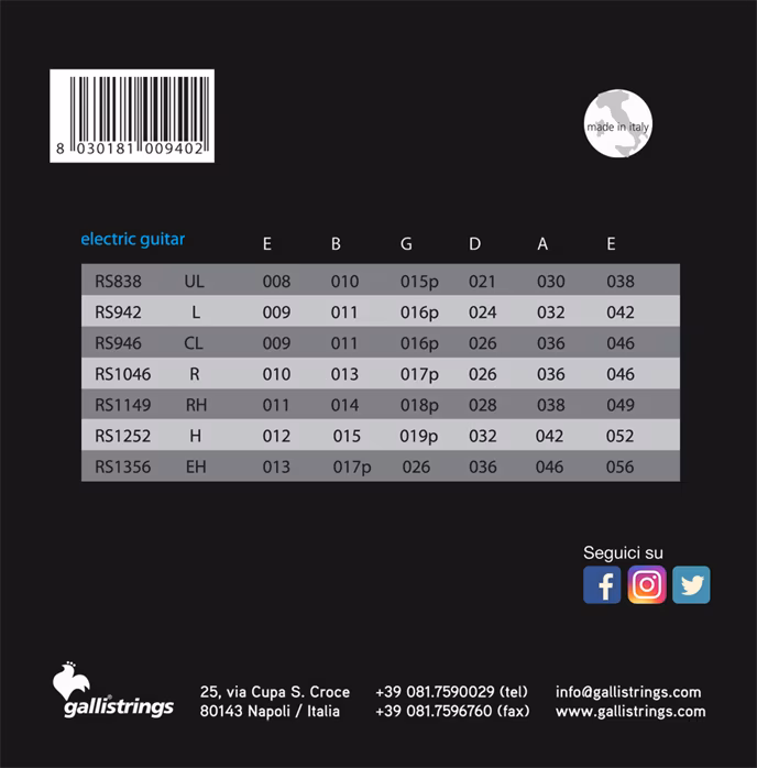 Galli RS1252 Nickel Heavy - Saiten für E-Gitarre