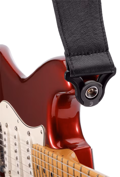 D'Addario Comfort Leather Auto Lock Guitar Strap Black - Gitarrengurt
