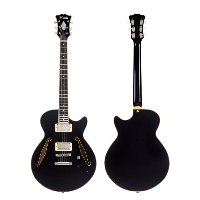 D'Angelico Tour Collection SS Single Cutaway Stop-Bar Tailpie CE Solid Black - Semiakustische Gitarre