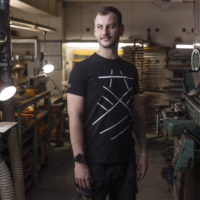 Furch Black T-shirt print bracing L - T-Shirt