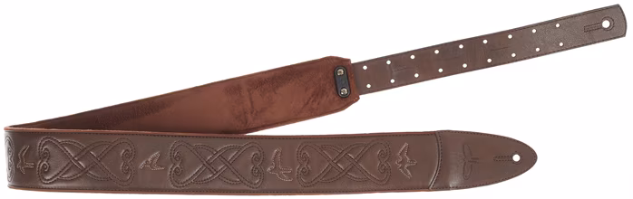 PRS 2.4" Padded Guitar Strap w/RAS, Custom Leather (Faux) Birds, Brown - Gitarrengurt