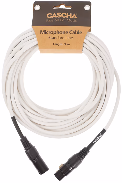 Cascha Standard Line Mic Cable White 9m - Mikrofonkabel