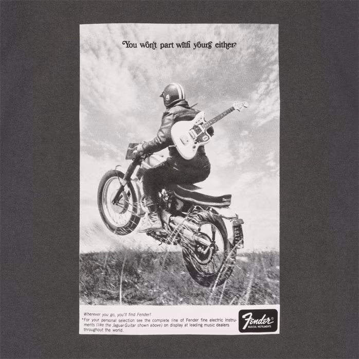 Fender Vintage Ad Biker Tee, Graphite, L - T-Shirt
