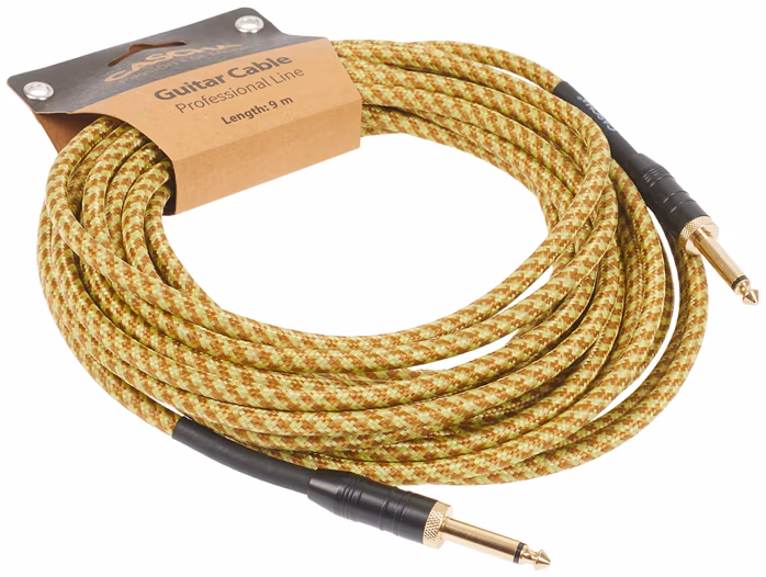 Cascha Professional Line Guitar Cable, Straight, Tweed Natural, 9 m - Instrumentenkabel
