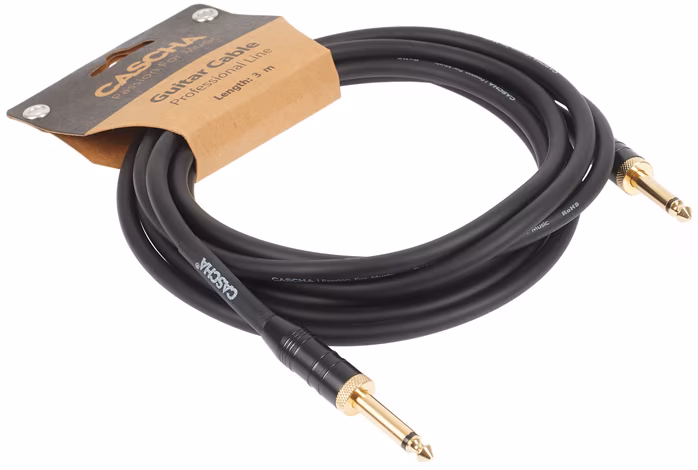 Cascha Professional Line Guitar Cable, Straight, Black, 3 m (ausgepackt) - Instrumentenkabel