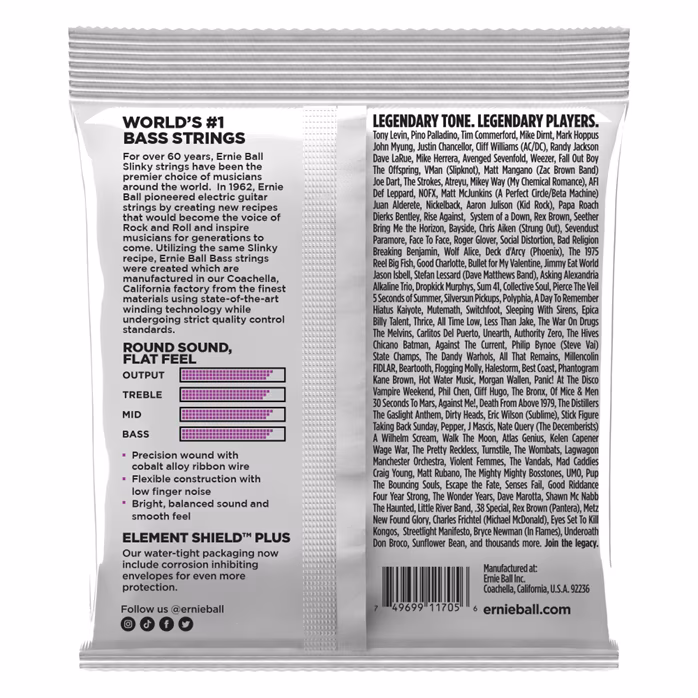 Ernie Ball 2817 Power Slinky Flatwound Short Scale 50-110      - Basssaiten