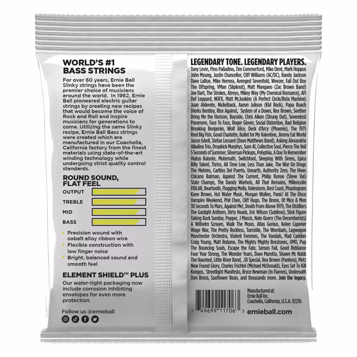 Ernie Ball 2818 Regular Slinky Flatwound Short Scale 45-105 - Basssaiten