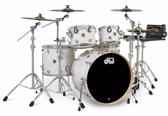 DWe 5-Piece White Marine Pearl Finish Ply Kit - Elektroakustisches Schlagzeug