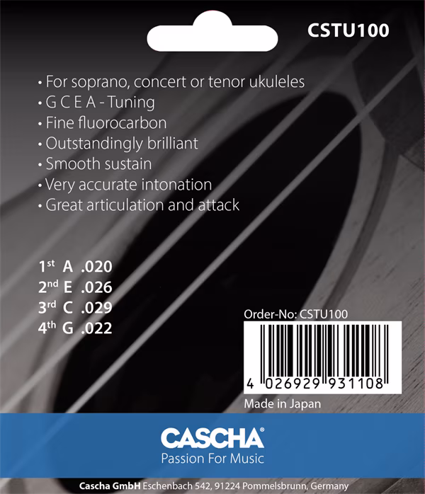 Cascha Carbon Ukulele Strings - Saiten für Sopran-/Konzert-/Tenor-Ukulele